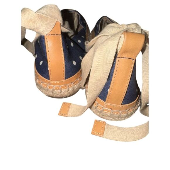 Antonio Melani Luluna Blue Polka Dot Ankle Wrap Espadrille Flats Size 7.5 - Picture 12 of 13